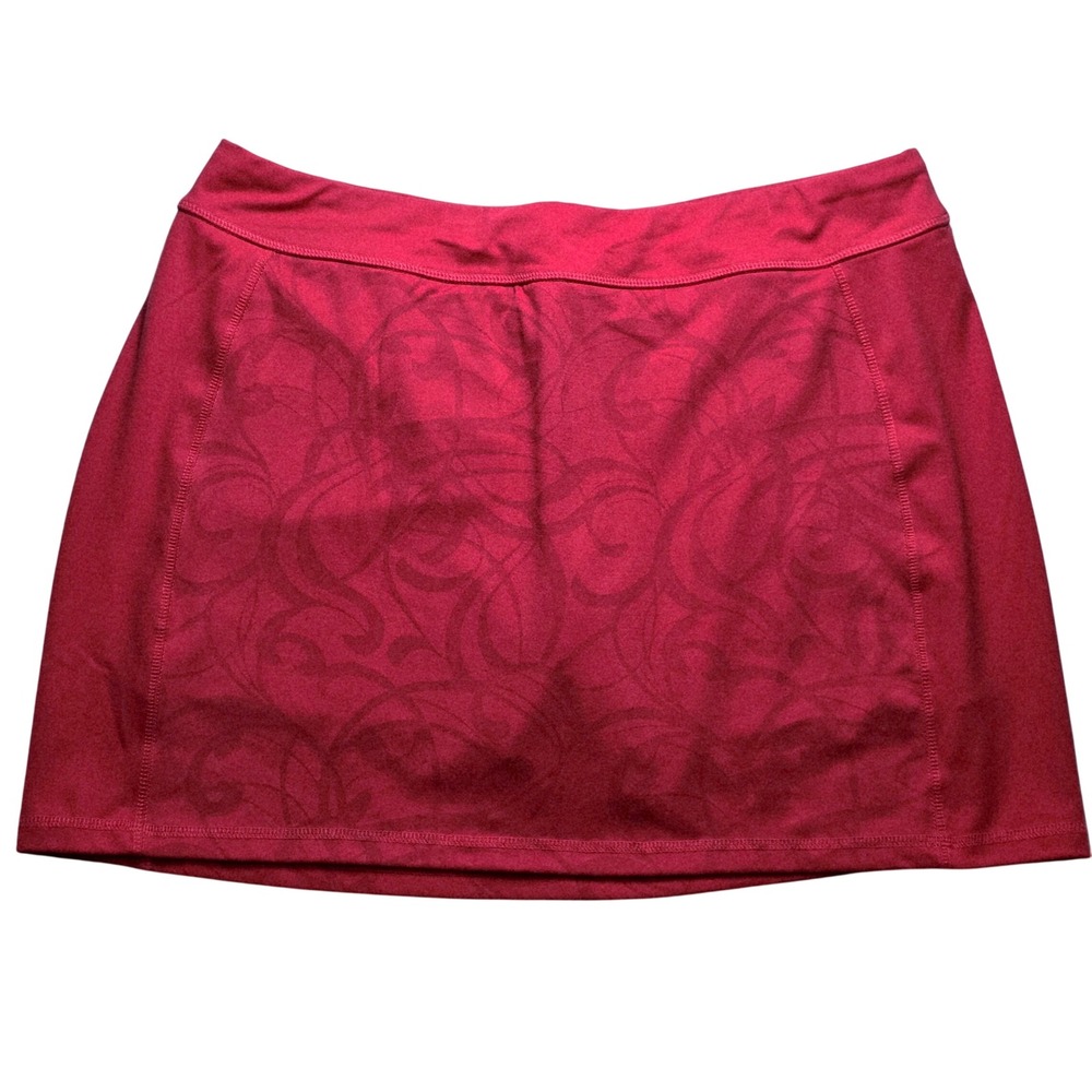 IZOD‎ PerformX Women Size L Pull-On Golf Skort Deep Red Swirl Pattern Pockets